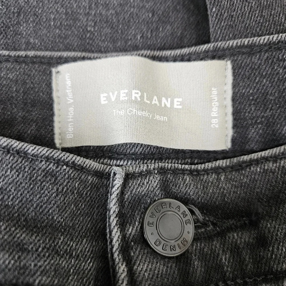 Everlane The Cheeky Jeans Black Straight Leg High Rise Dark Wash Denim - Picture 3 of 5